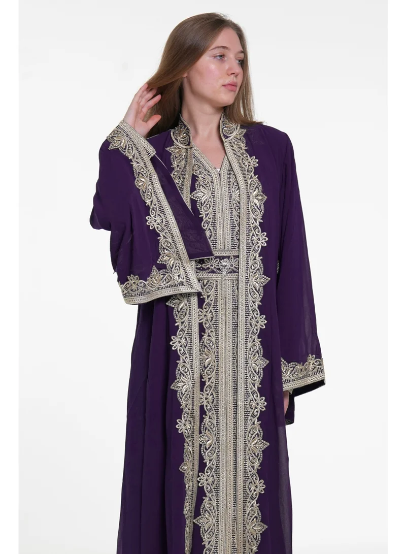AL BENT AL SHARQIEH belted kaftan arabian dress
